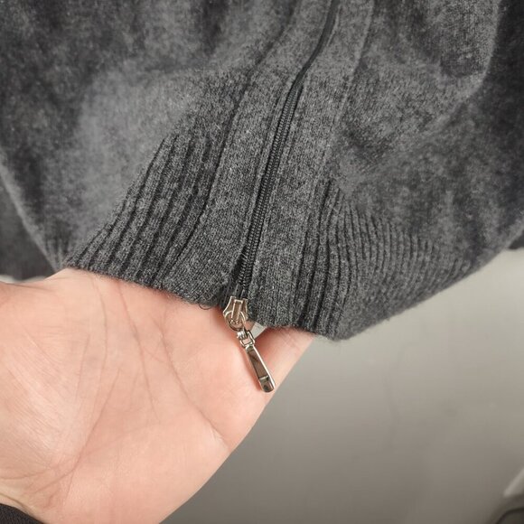 Women's Grey Cashmere Zip Up Cardigan Size Medium - Picture 7 of 9